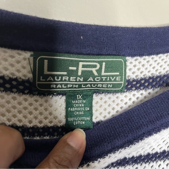 LRL Ralph Lauren Active Navy/White  Mesh Long Sleeve Tunic Size 1X - Picture 5 of 10